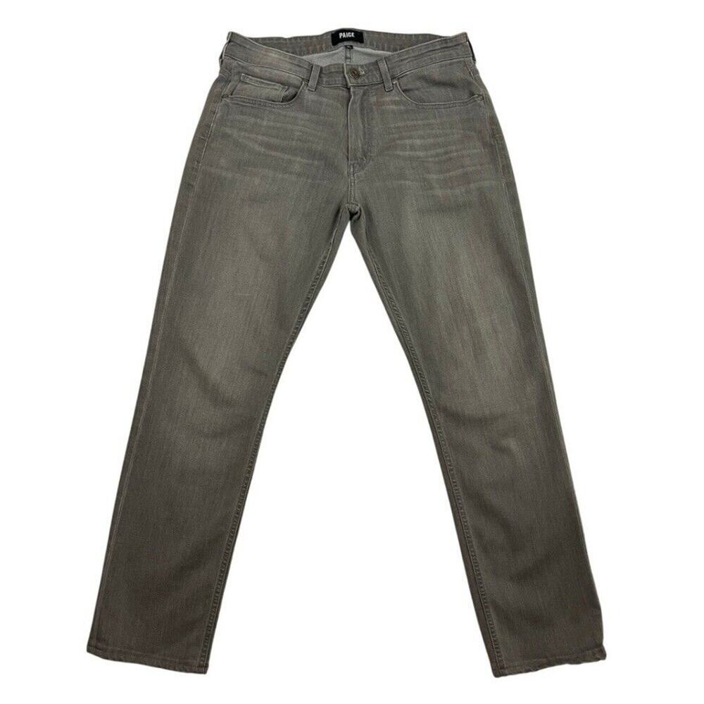 Paige Federal Jeans Mens Size 31 Gray Stretch Slim Straight Medium Wash Denim